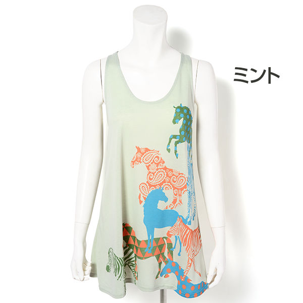 馬柄　ロングタンクトップ